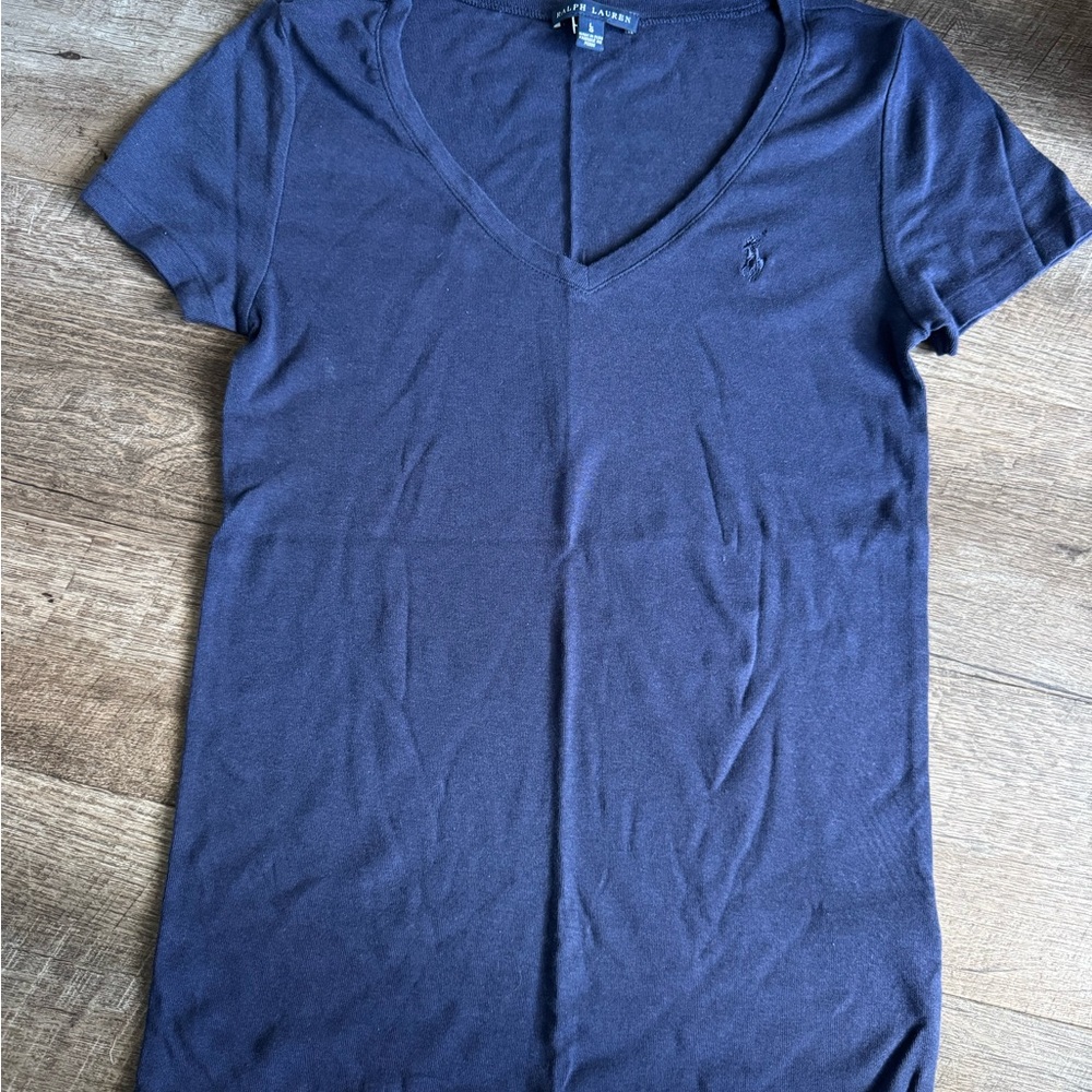 Ralph Lauren Women's Navy V-Neck Top